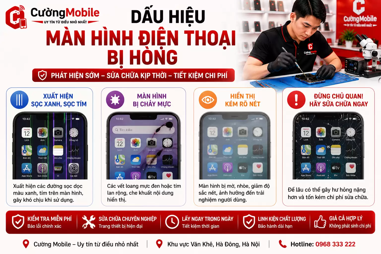 Dấu hiệu nên thay màn hình điện thoại