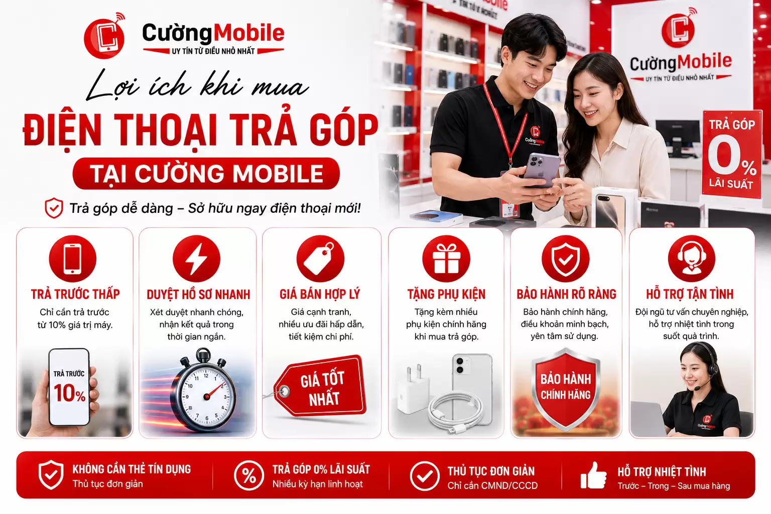 Những lợi ích khi mua điện thoại trả góp tại cường mobile