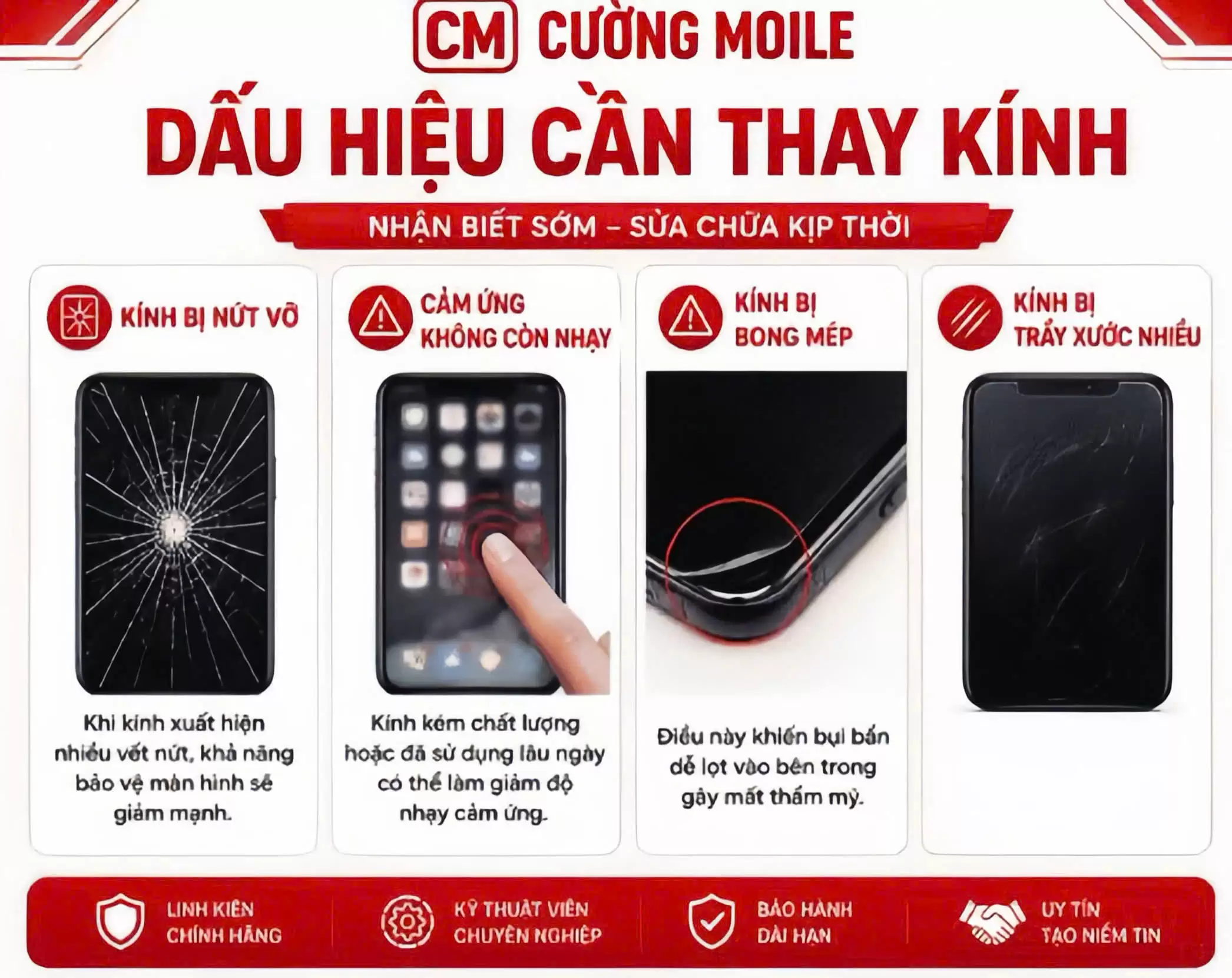Những dấuhiệu nên thay kính cường lực điện thoại