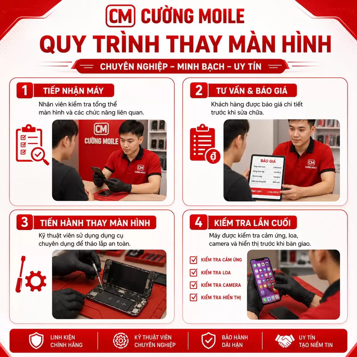 Thay màn hình điện thoại đường Quang Lãm uy tín, lấy ngay