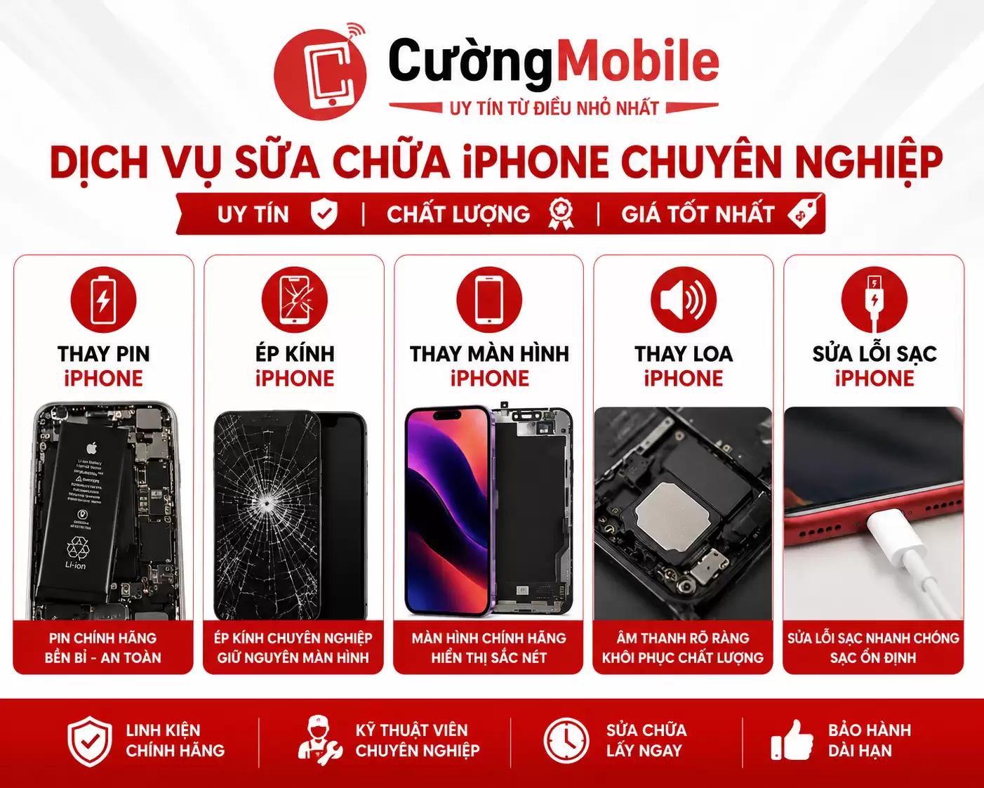 Hỗ trợ các dịch vụ sửa chữa điện thoại tại Cường Mobile
