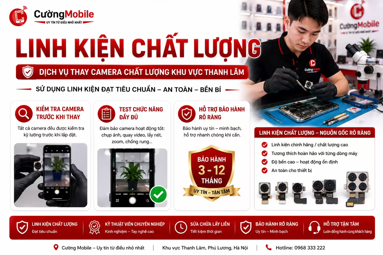 Linh kiện camera chất lượng tại Cường Mobile